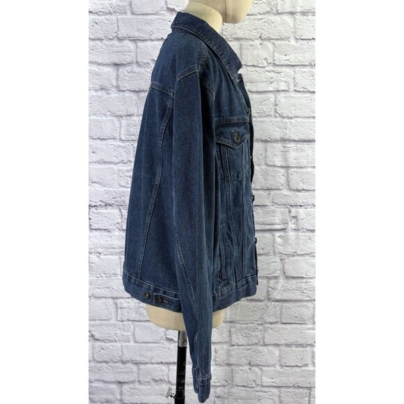 Dallas Mavericks Mavs Jean Jacket MEDIUM Embroidered Denim Trucker Dark Wash NBA - Picture 5 of 8